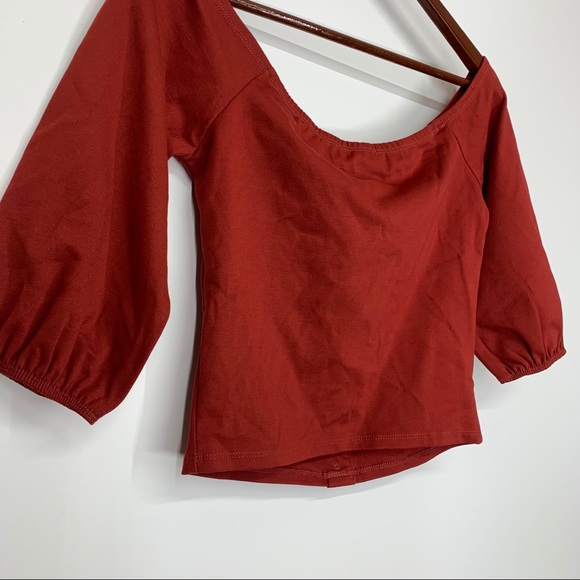 New Nwt Burnt Orange Boho Off The Shoulder Crop Top Sz Medium By Charlotte Russe - Picture 7 of 14
